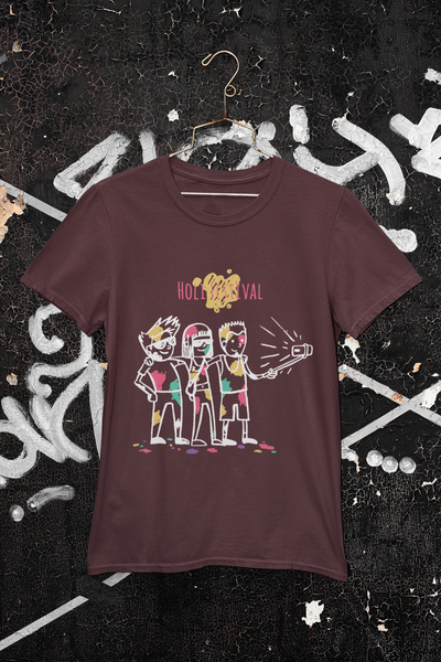 Friends Selfie Holi Women Half Sleeves T-shirt- FunkyTeesClub