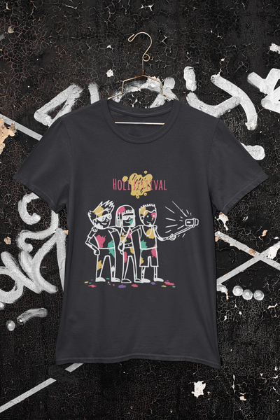 Friends Selfie Holi Women Half Sleeves T-shirt- FunkyTeesClub