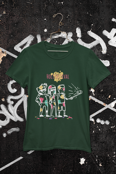 Friends Selfie Holi Women Half Sleeves T-shirt- FunkyTeesClub