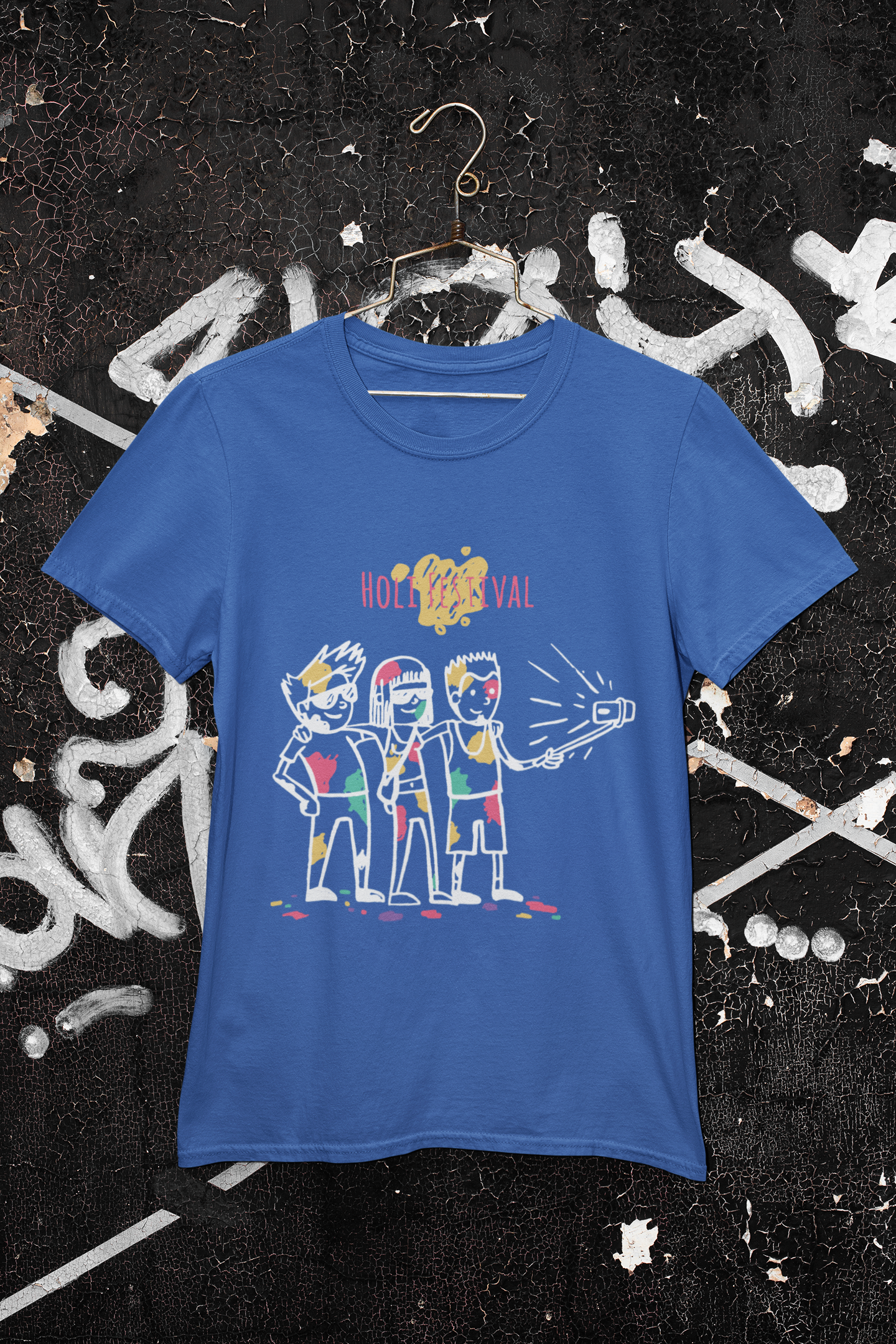 Friends Selfie Holi Mens Half Sleeves T-shirt- FunkyTeesClub