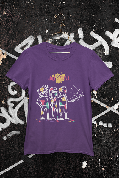Friends Selfie Holi Women Half Sleeves T-shirt- FunkyTeesClub