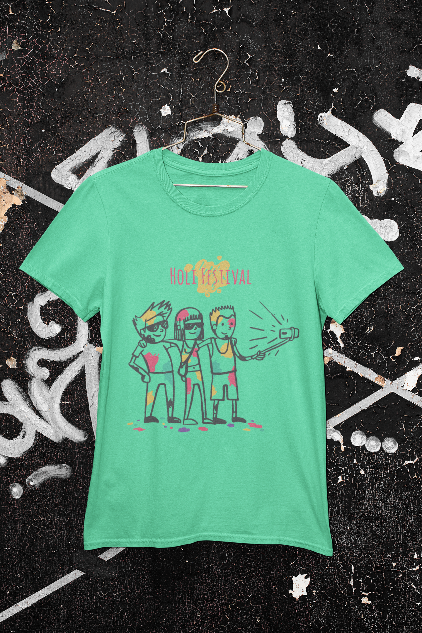 Friends Selfie Holi Women Half Sleeves T-shirt- FunkyTeesClub