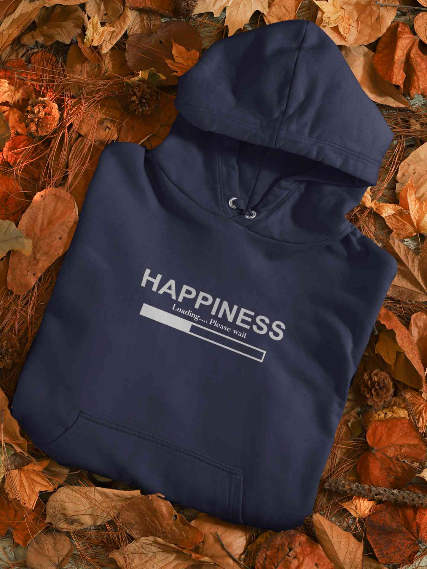 Happiness Is Loading Minimals Hoodies for Women-FunkyTeesClub