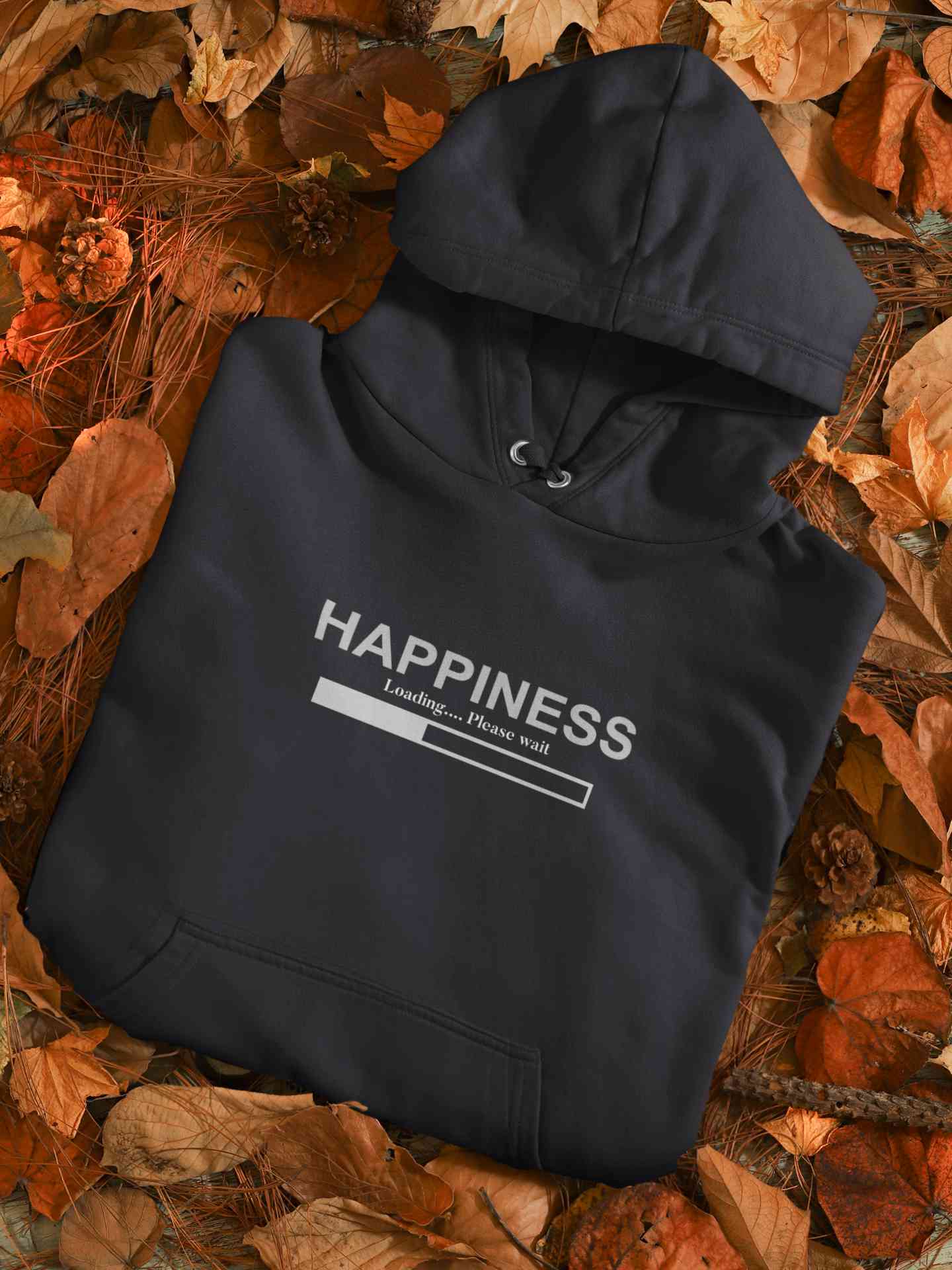 Happiness Is Loading Minimals Hoodies for Women-FunkyTeesClub