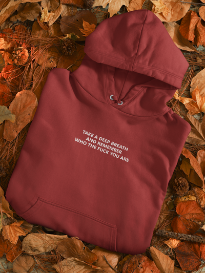 Take A Deep Breath And Remember Who The Fuck You Are Men Hoodies-FunkyTeesClub