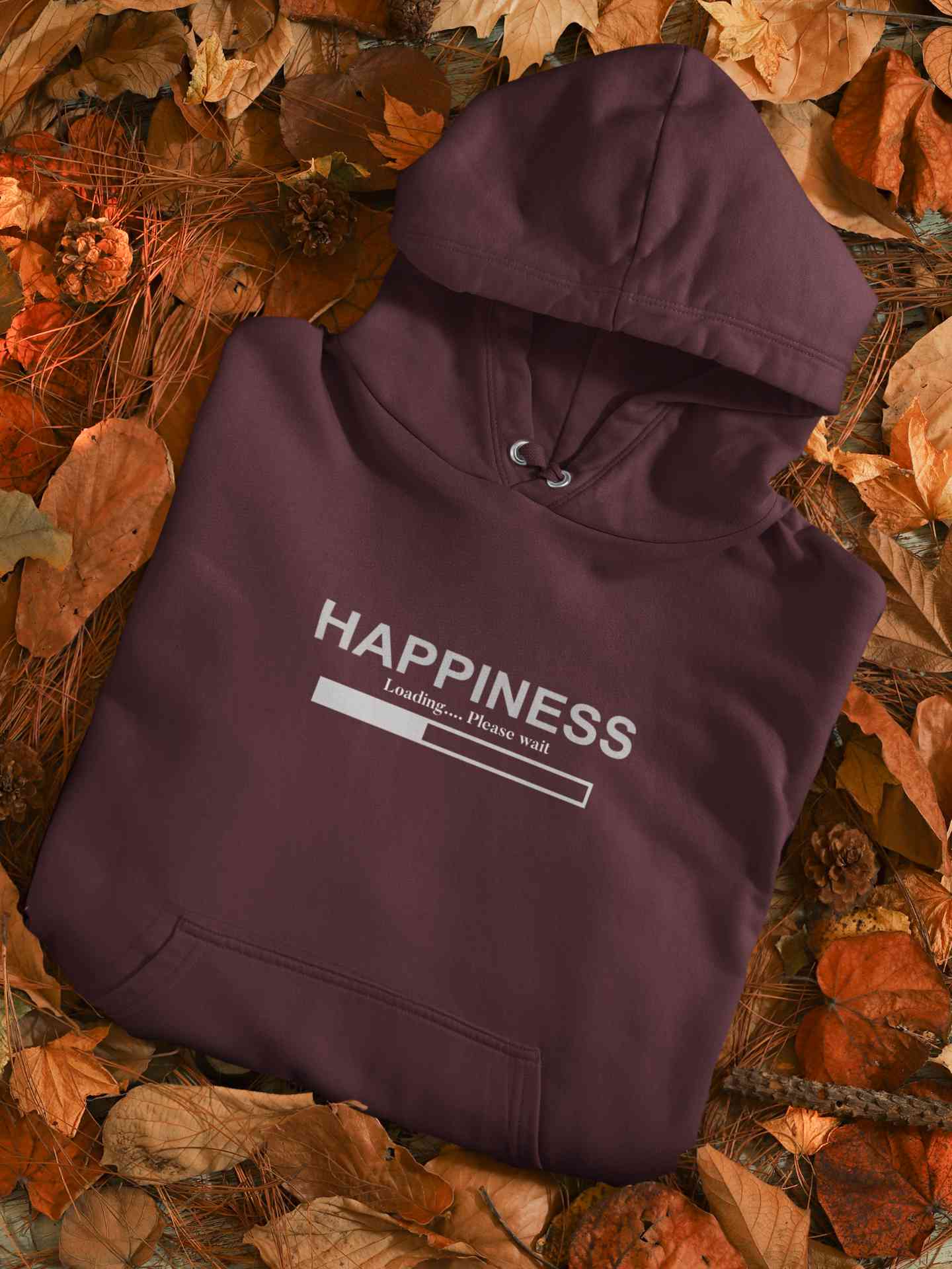 Happiness Is Loading Minimals Hoodies for Women-FunkyTeesClub