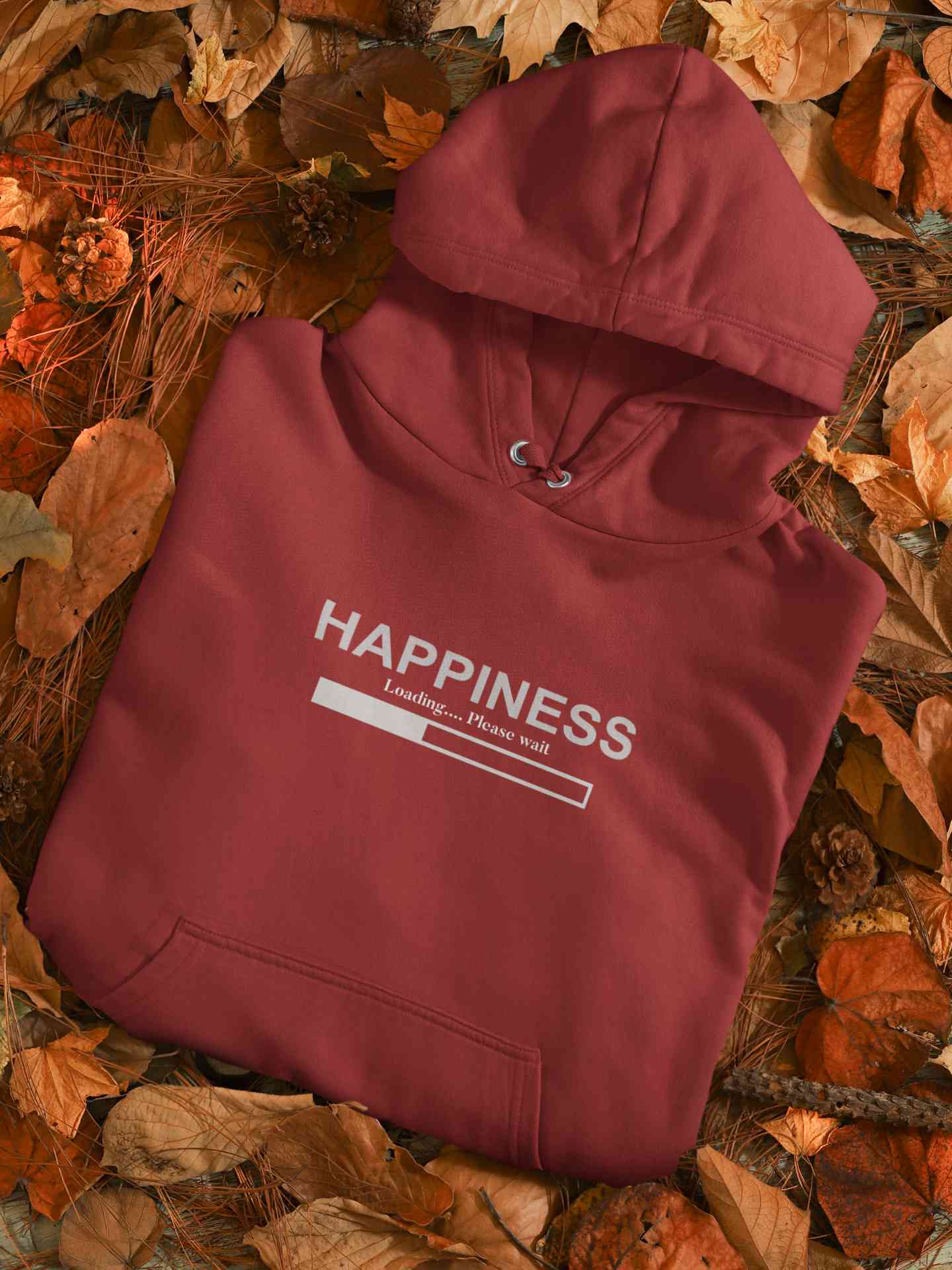 Happiness Is Loading Minimals Hoodies for Women-FunkyTeesClub