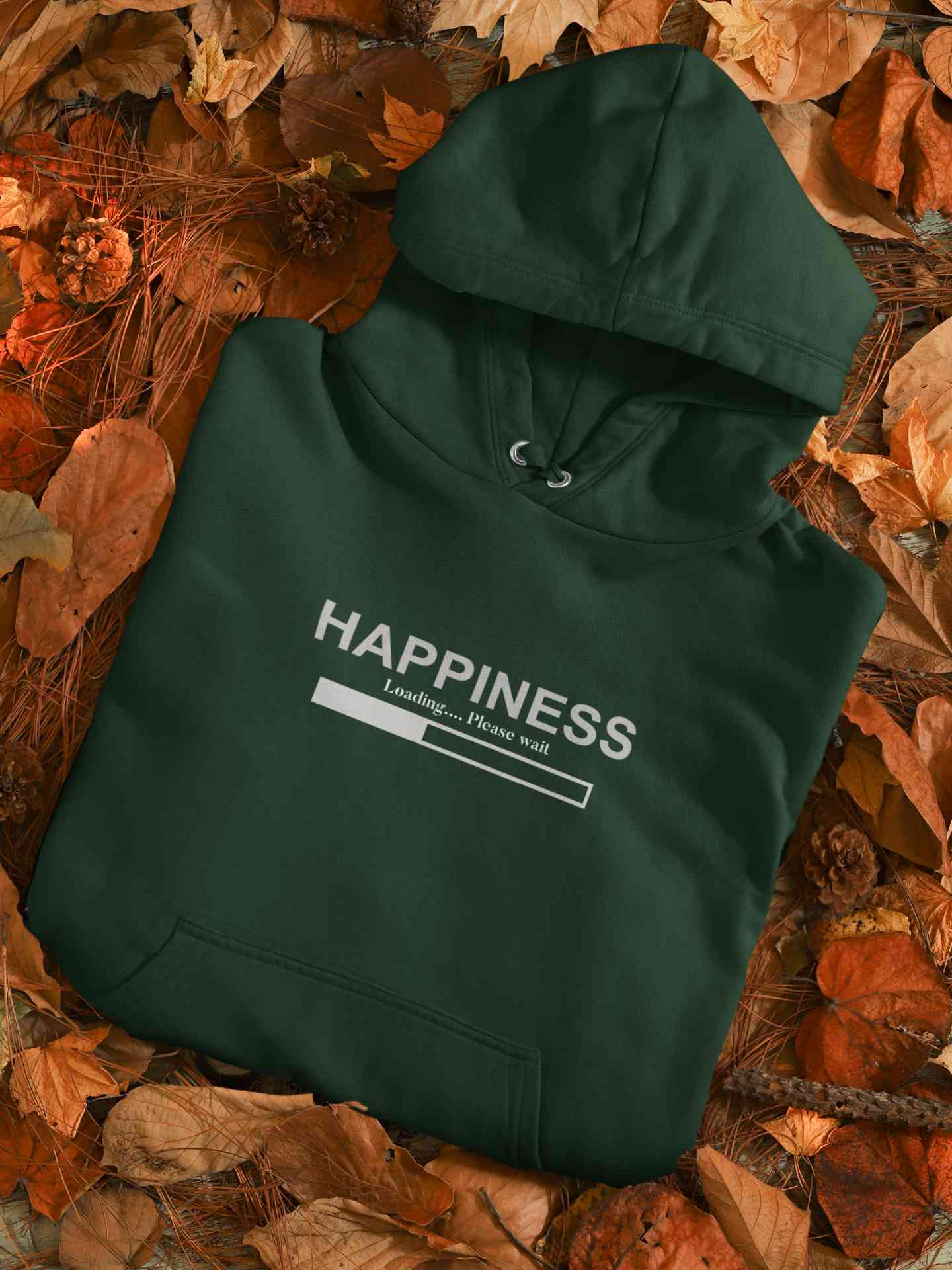 Happiness Is Loading Minimals Hoodies for Women-FunkyTeesClub
