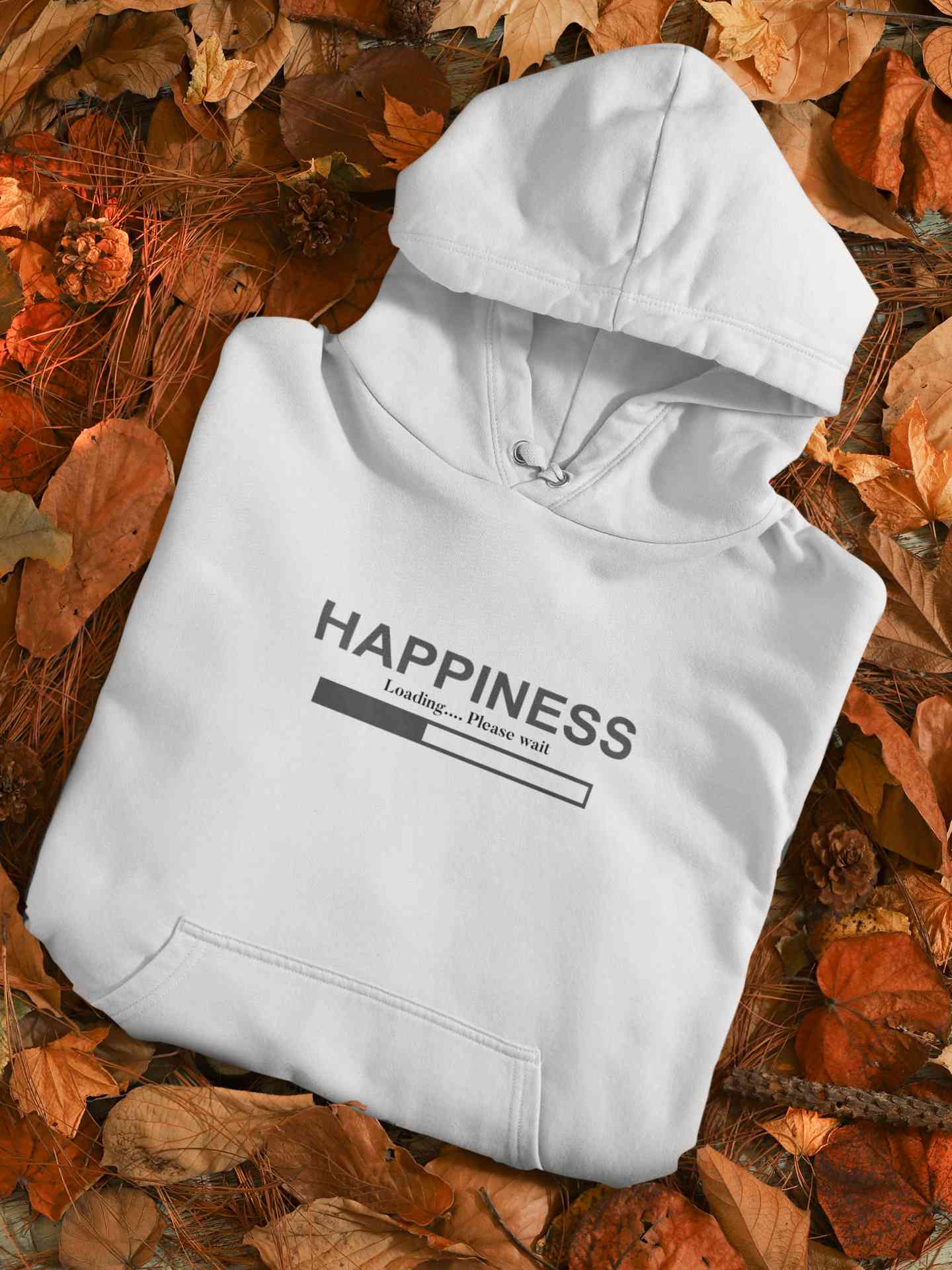 Happiness Is Loading Minimals Hoodies for Women-FunkyTeesClub