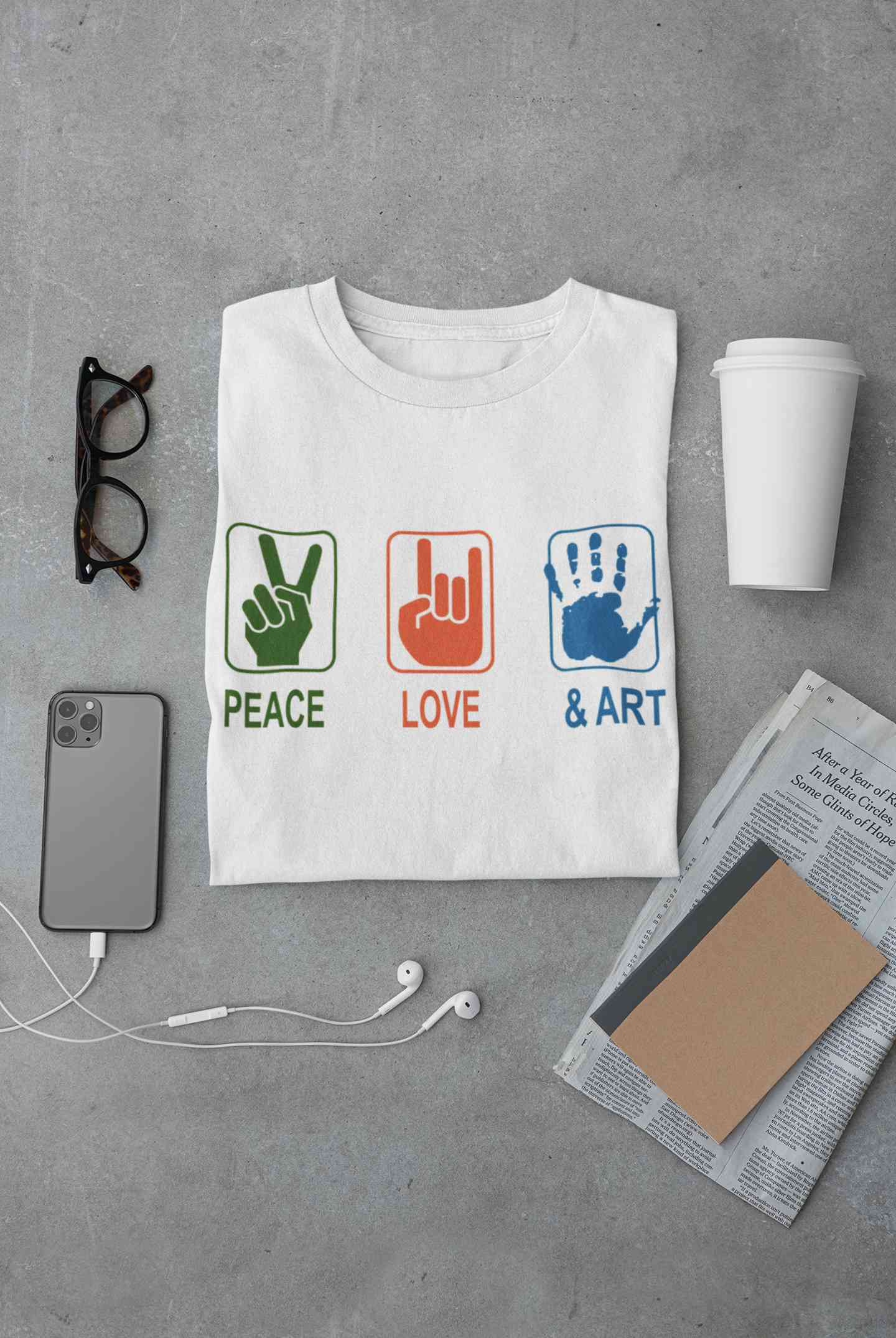 Peace Love And Art Mens Half Sleeves T-shirt- FunkyTeesClub