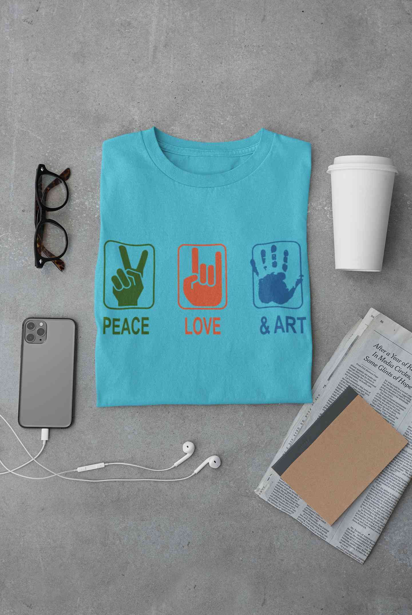 Peace Love And Art Mens Half Sleeves T-shirt- FunkyTeesClub