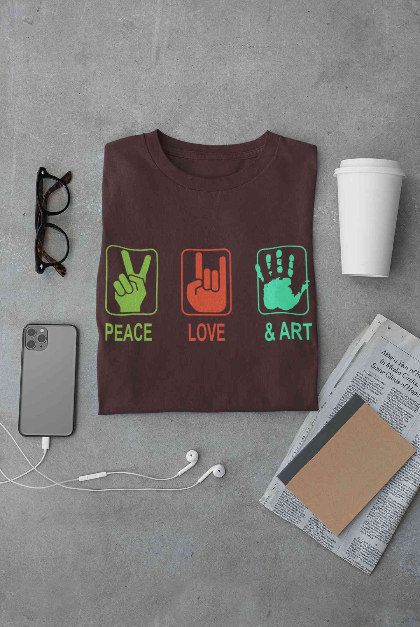 Peace Love And Art Mens Half Sleeves T-shirt- FunkyTeesClub