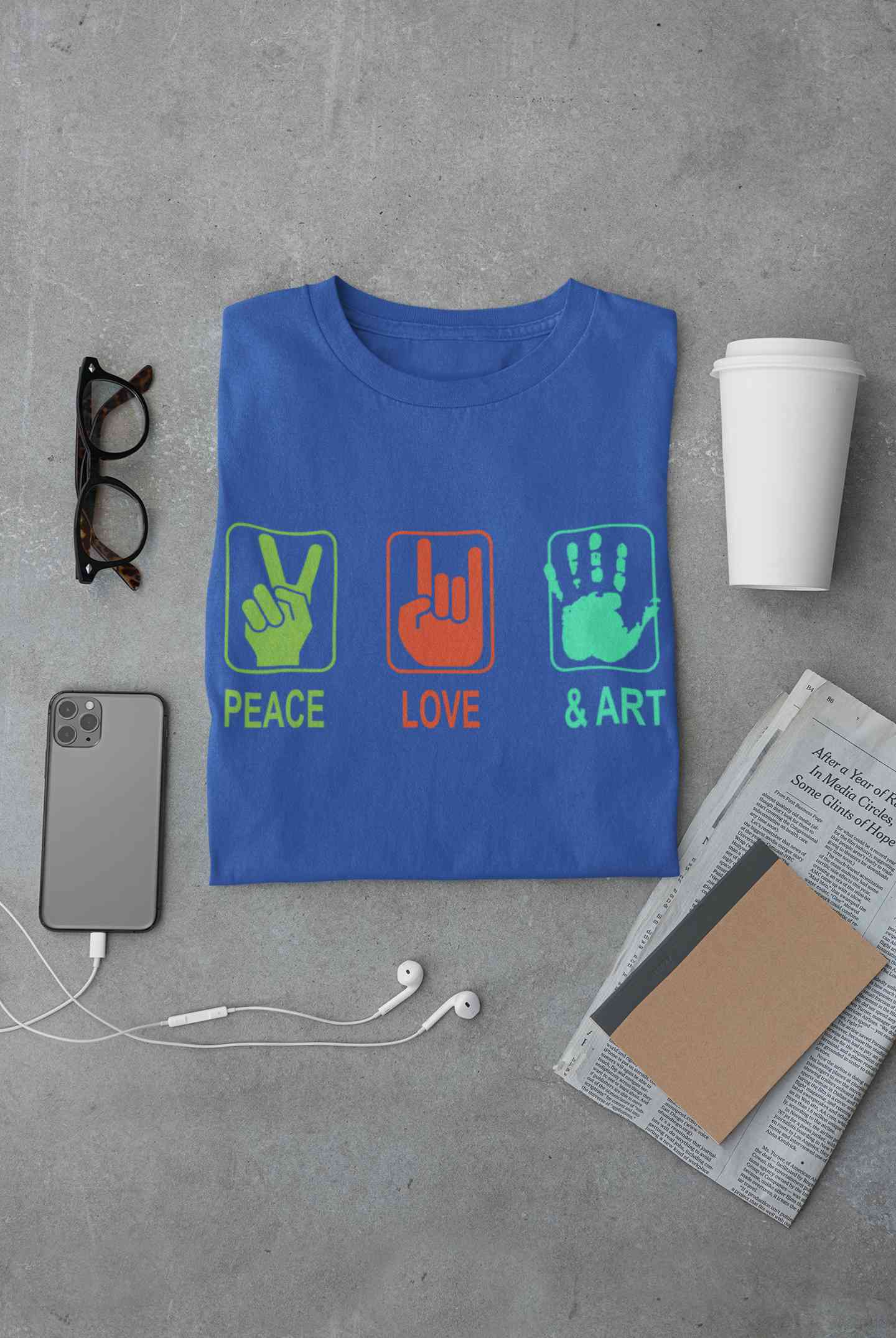 Peace Love And Art Mens Half Sleeves T-shirt- FunkyTeesClub