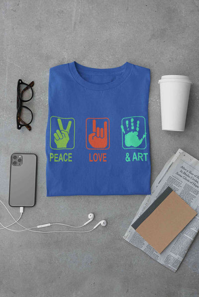 Peace Love And Art Mens Half Sleeves T-shirt- FunkyTeesClub