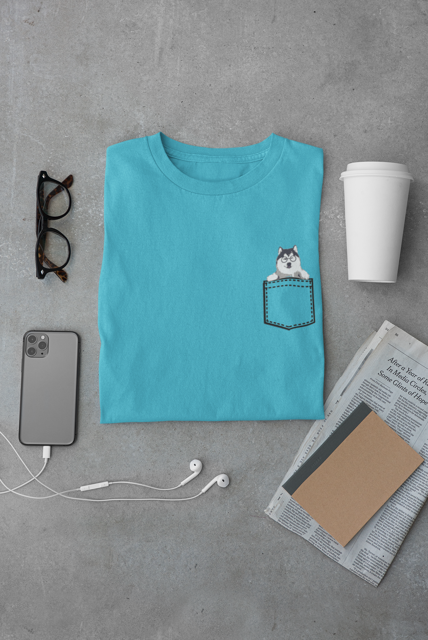 Cute Husky Mens Half Sleeves T-shirt- FunkyTeesClub
