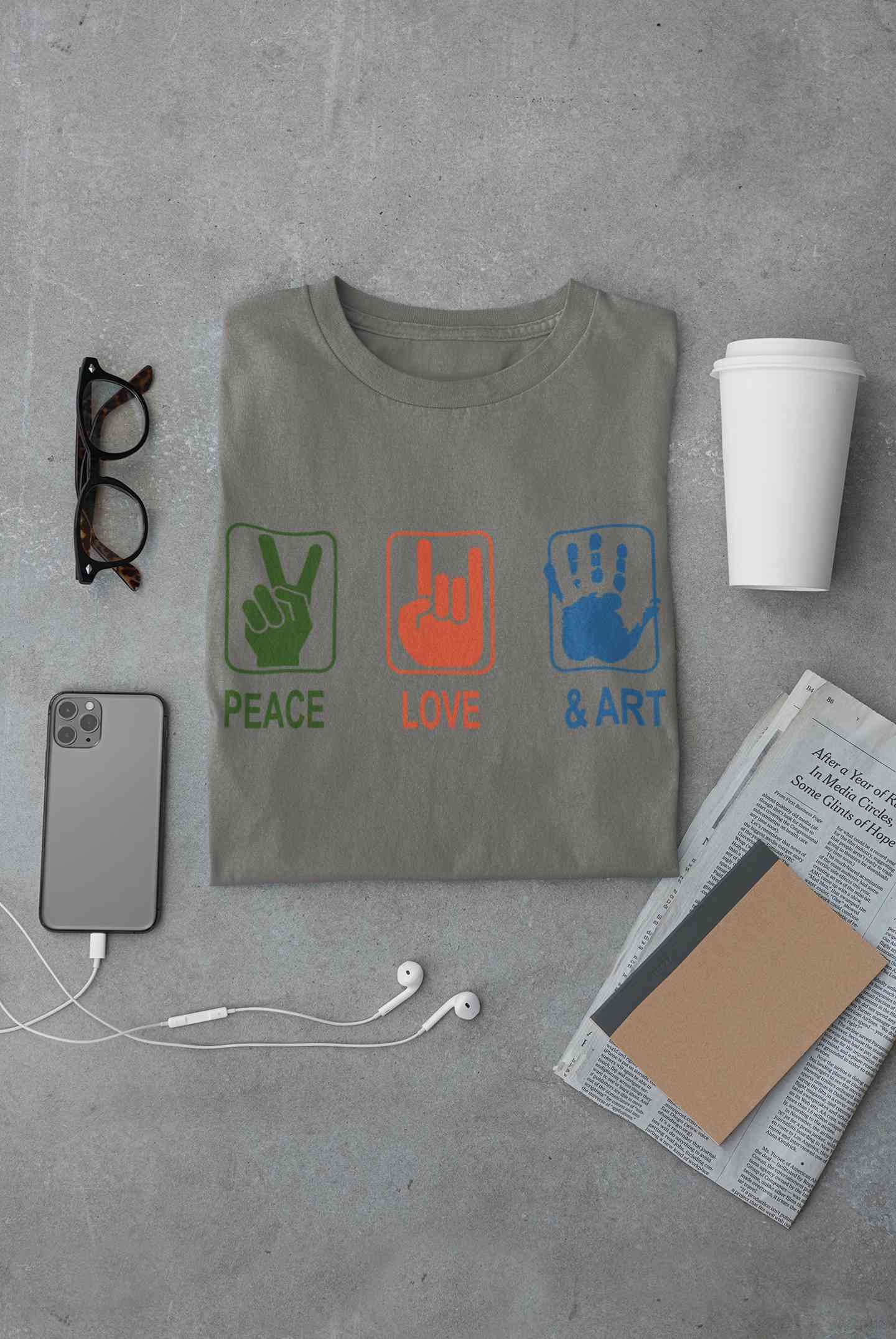 Peace Love And Art Women Half Sleeves T-shirt- FunkyTeesClub