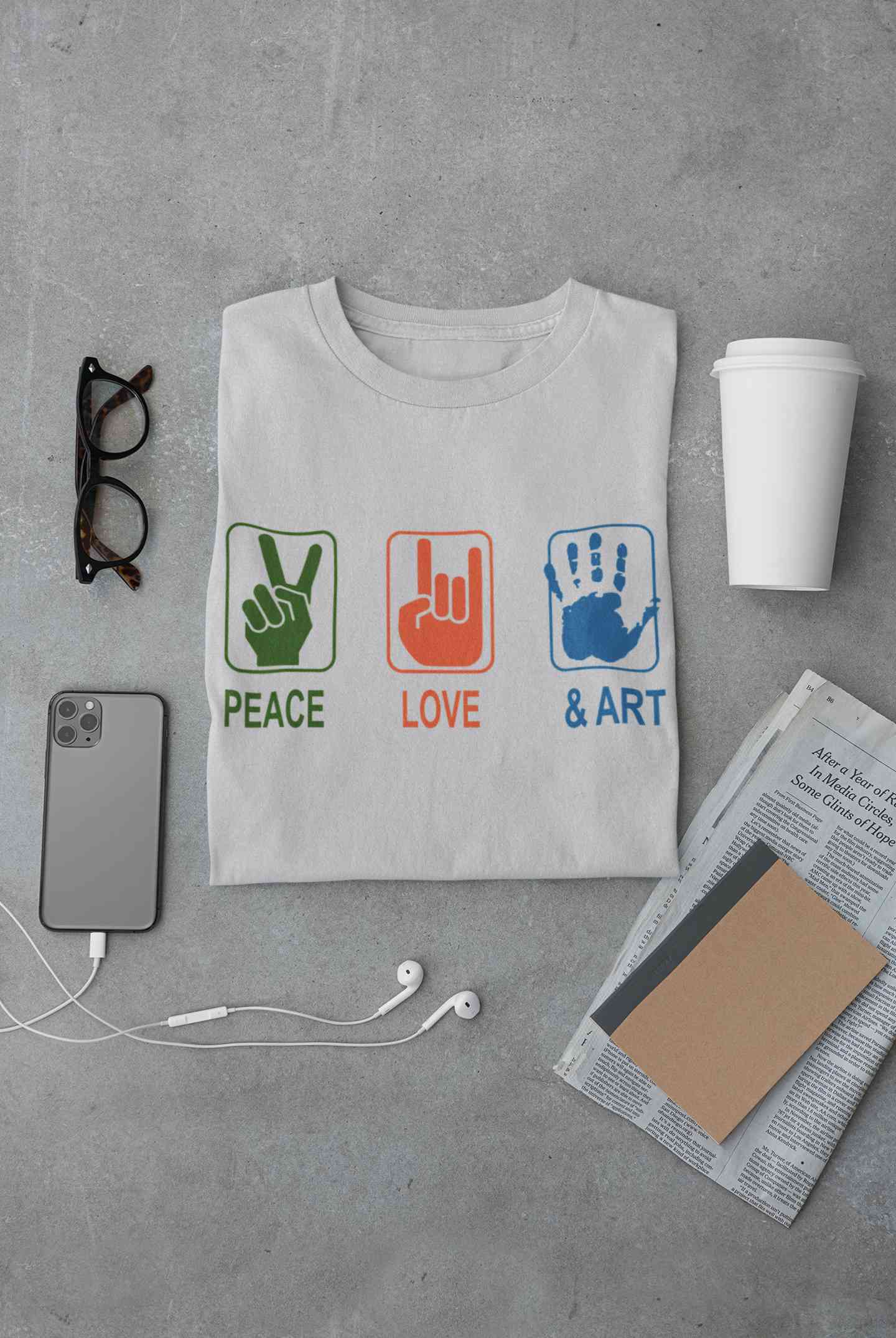 Peace Love And Art Mens Half Sleeves T-shirt- FunkyTeesClub