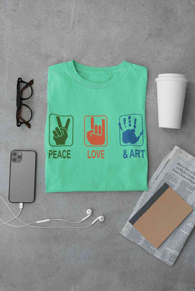 Peace Love And Art Women Half Sleeves T-shirt- FunkyTeesClub