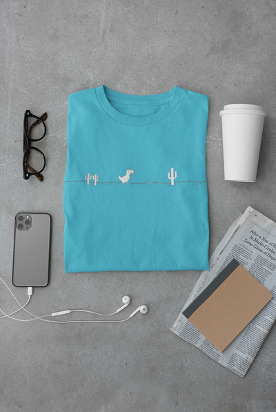 Dinosaur Game Chrome Mens Half Sleeves T-shirt- FunkyTeesClub