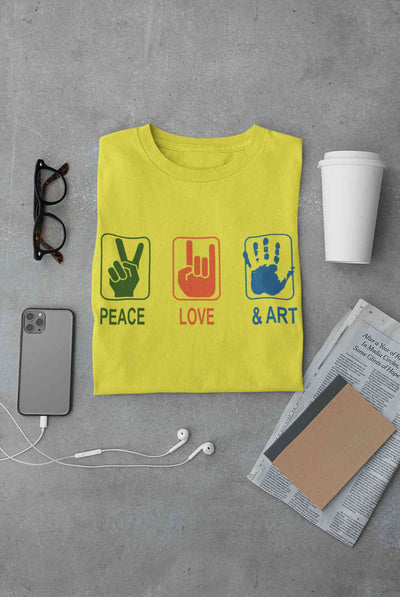Peace Love And Art Women Half Sleeves T-shirt- FunkyTeesClub