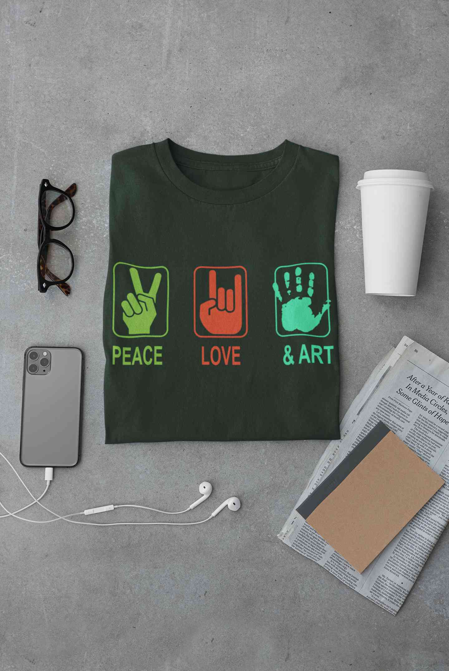 Peace Love And Art Women Half Sleeves T-shirt- FunkyTeesClub