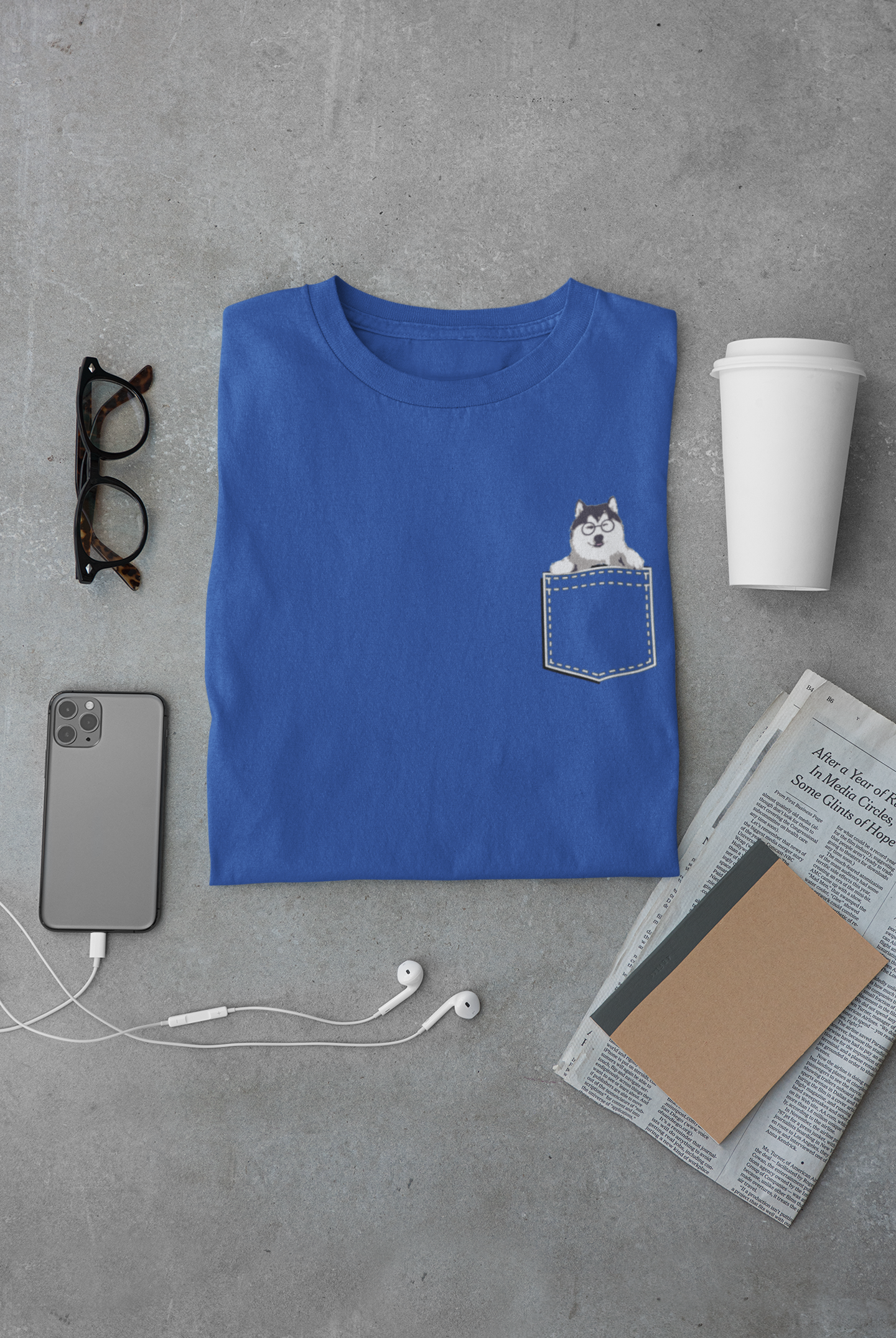 Cute Husky Mens Half Sleeves T-shirt- FunkyTeesClub