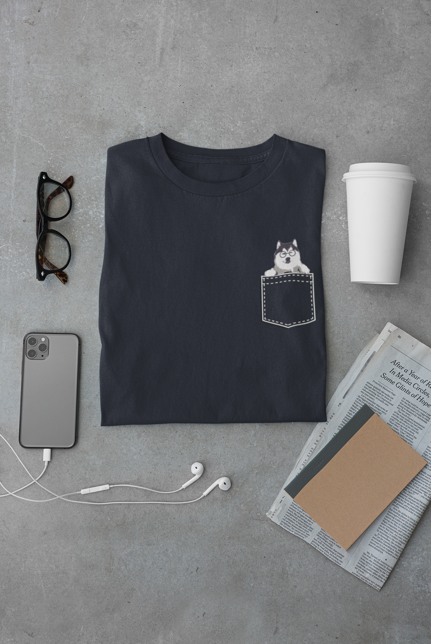 Cute Husky Mens Half Sleeves T-shirt- FunkyTeesClub