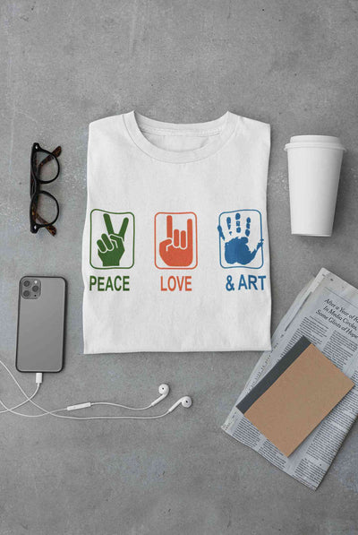 Peace Love And Art Women Half Sleeves T-shirt- FunkyTeesClub