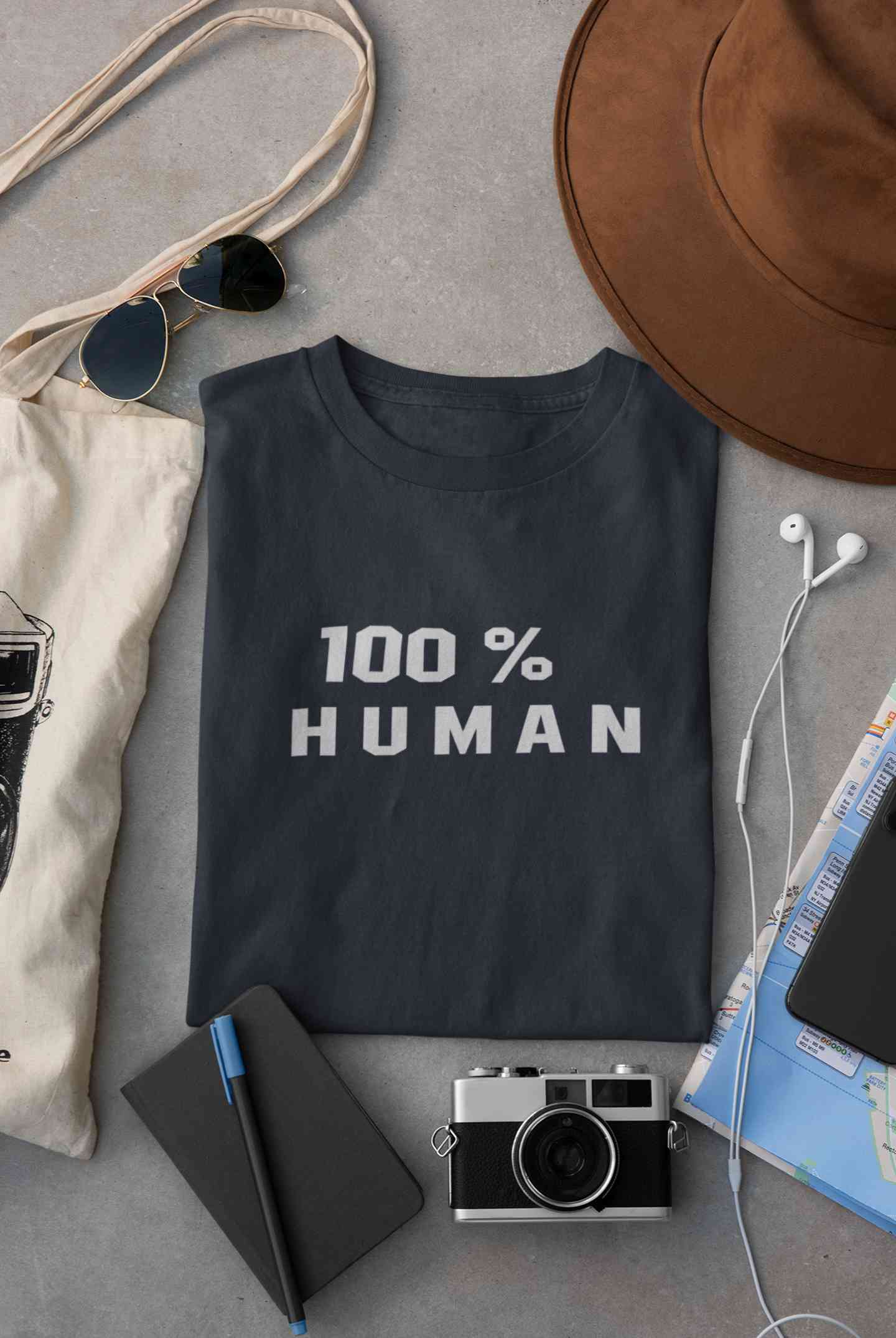 100 Percent Human Minimals Mens Half Sleeves T-shirt- FunkyTeesClub