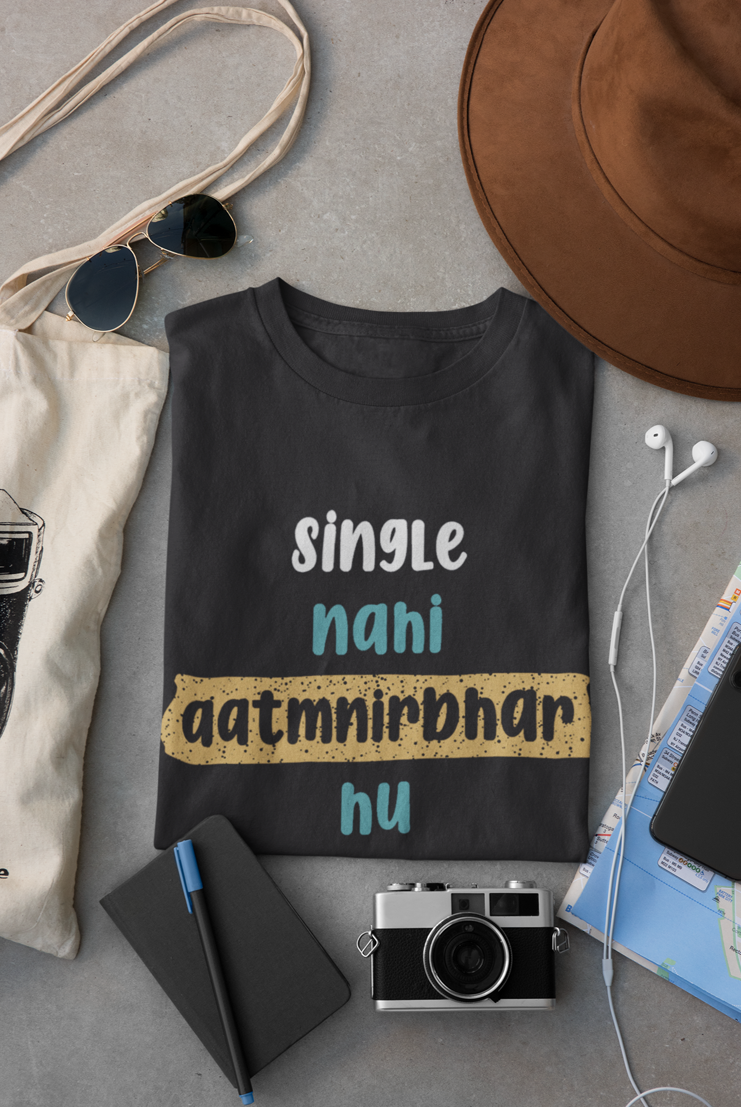 Single Nahi Aatmnirbhar Hu Mens Half Sleeves T-shirt- FunkyTeesClub