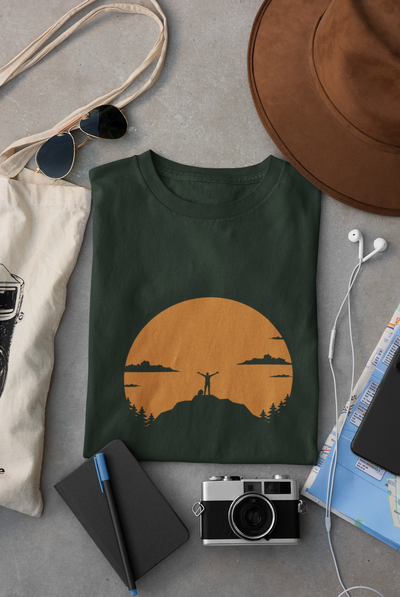 Men on Mountains Travel Mens Half Sleeves T-shirt- FunkyTeesClub