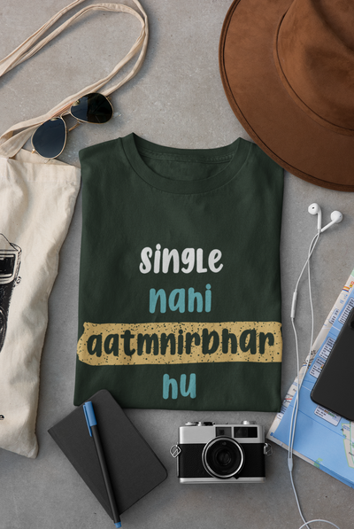Single Nahi Aatmnirbhar Hu Mens Half Sleeves T-shirt- FunkyTeesClub
