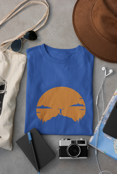 Men on Mountains Travel Mens Half Sleeves T-shirt- FunkyTeesClub