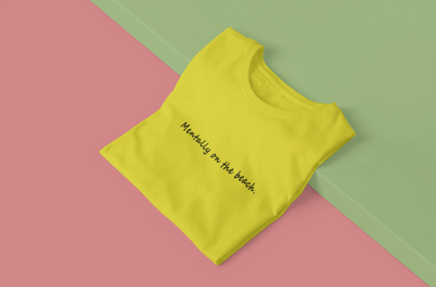 Mentally on the Beach Minimal Mens Half Sleeves T-shirt- FunkyTeesClub