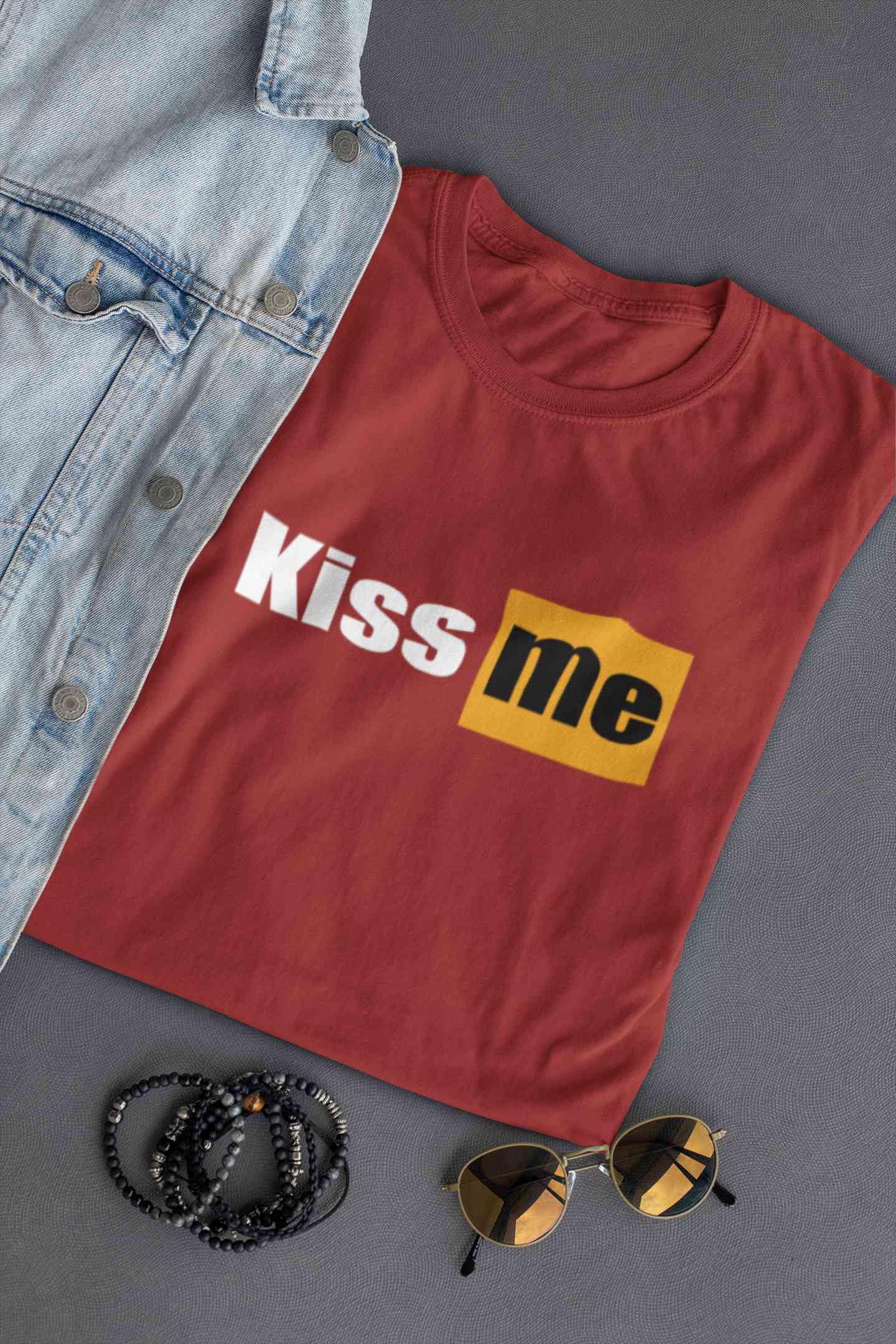 Kiss Me Minimals Women Half Sleeves T-shirt- FunkyTeesClub