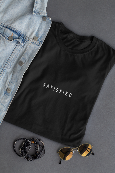 Satisfied Minimal Women Half Sleeves T-shirt- FunkyTeesClub