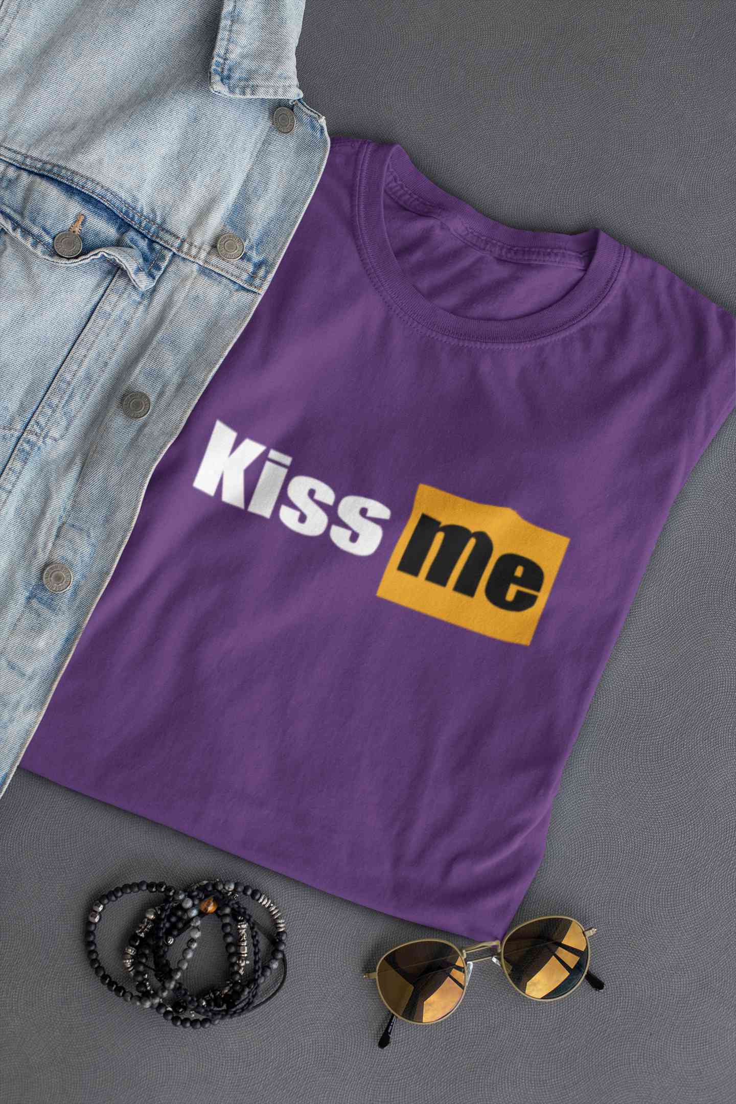 Kiss Me Minimals Women Half Sleeves T-shirt- FunkyTeesClub