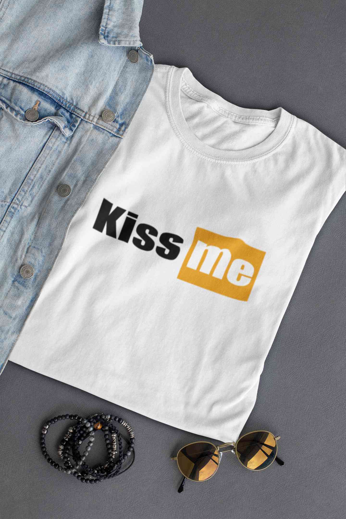 Kiss Me Minimals Women Half Sleeves T-shirt- FunkyTeesClub