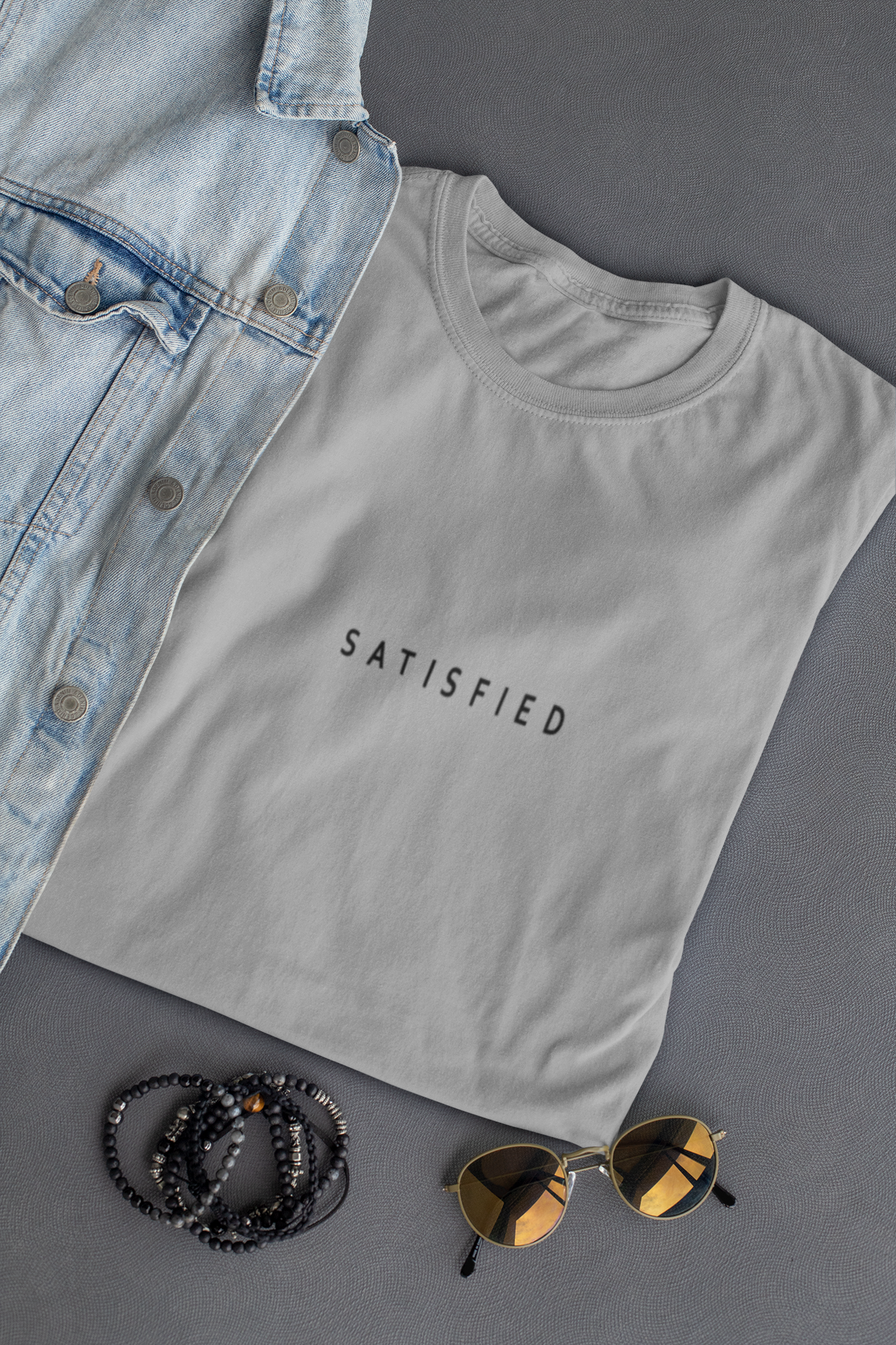 Satisfied Minimal Mens Half Sleeves T-shirt- FunkyTeesClub