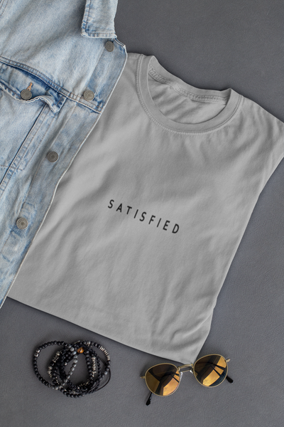 Satisfied Minimal Mens Half Sleeves T-shirt- FunkyTeesClub
