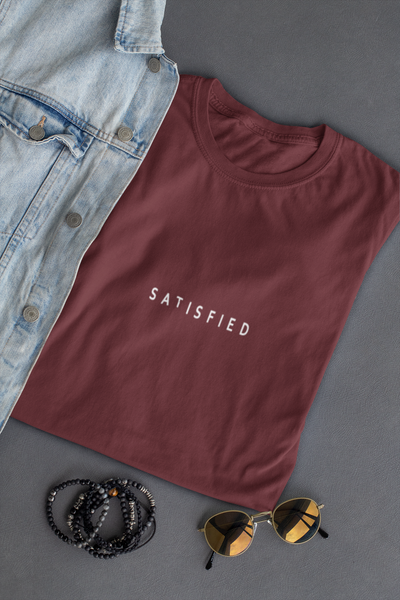 Satisfied Minimal Women Half Sleeves T-shirt- FunkyTeesClub
