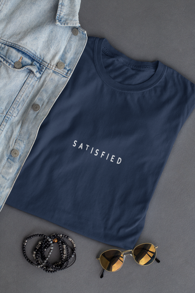Satisfied Minimal Women Half Sleeves T-shirt- FunkyTeesClub