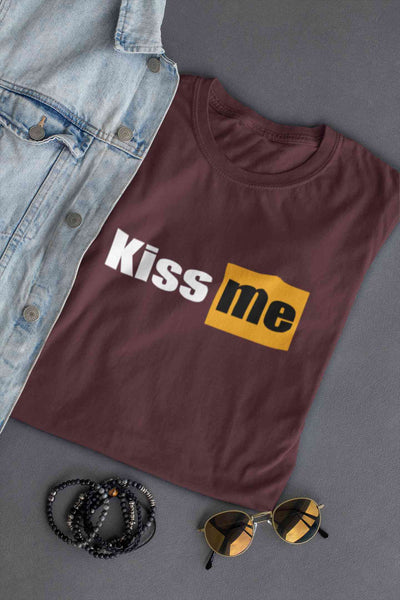 Kiss Me Minimals Women Half Sleeves T-shirt- FunkyTeesClub