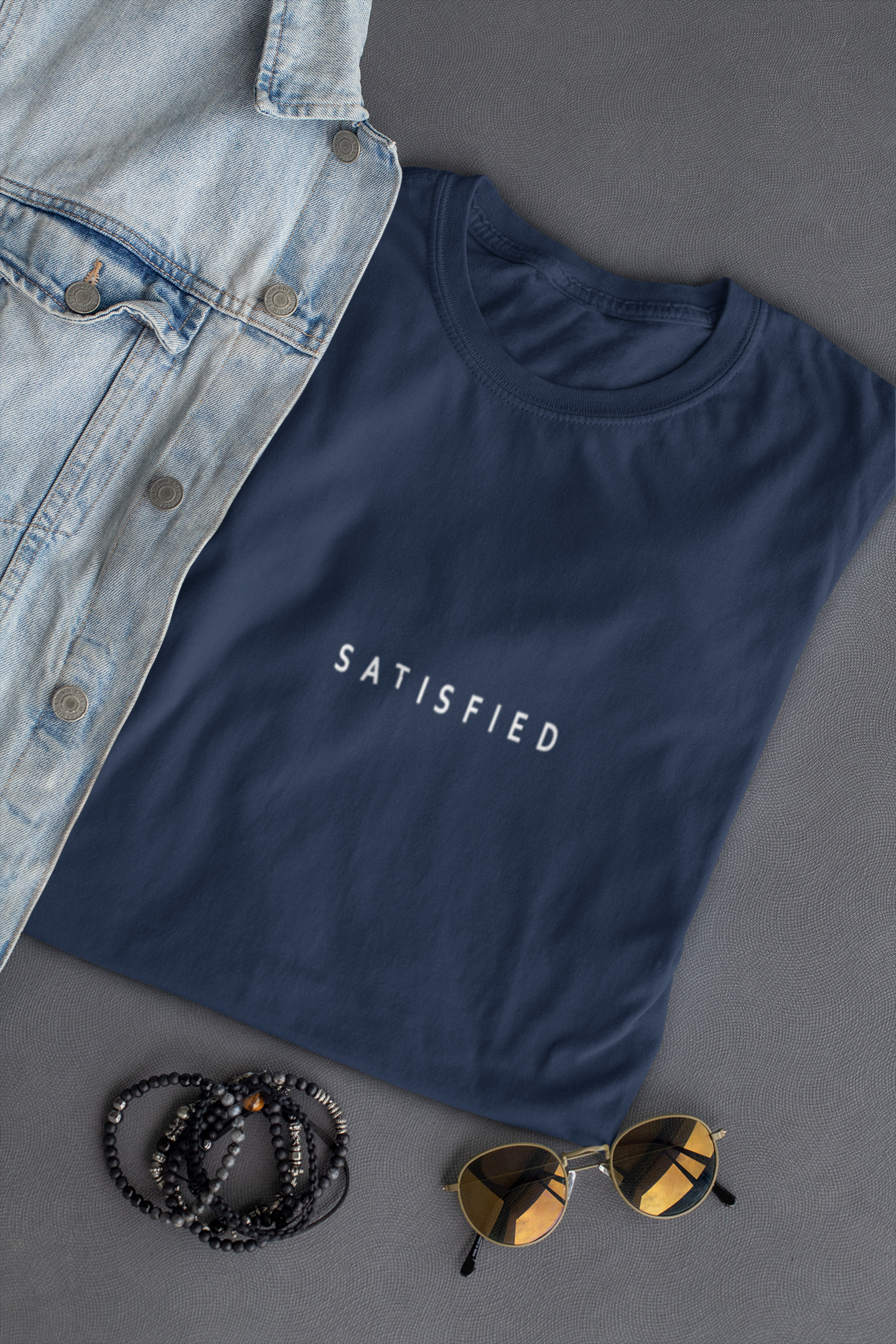 Satisfied Minimal Mens Half Sleeves T-shirt- FunkyTeesClub