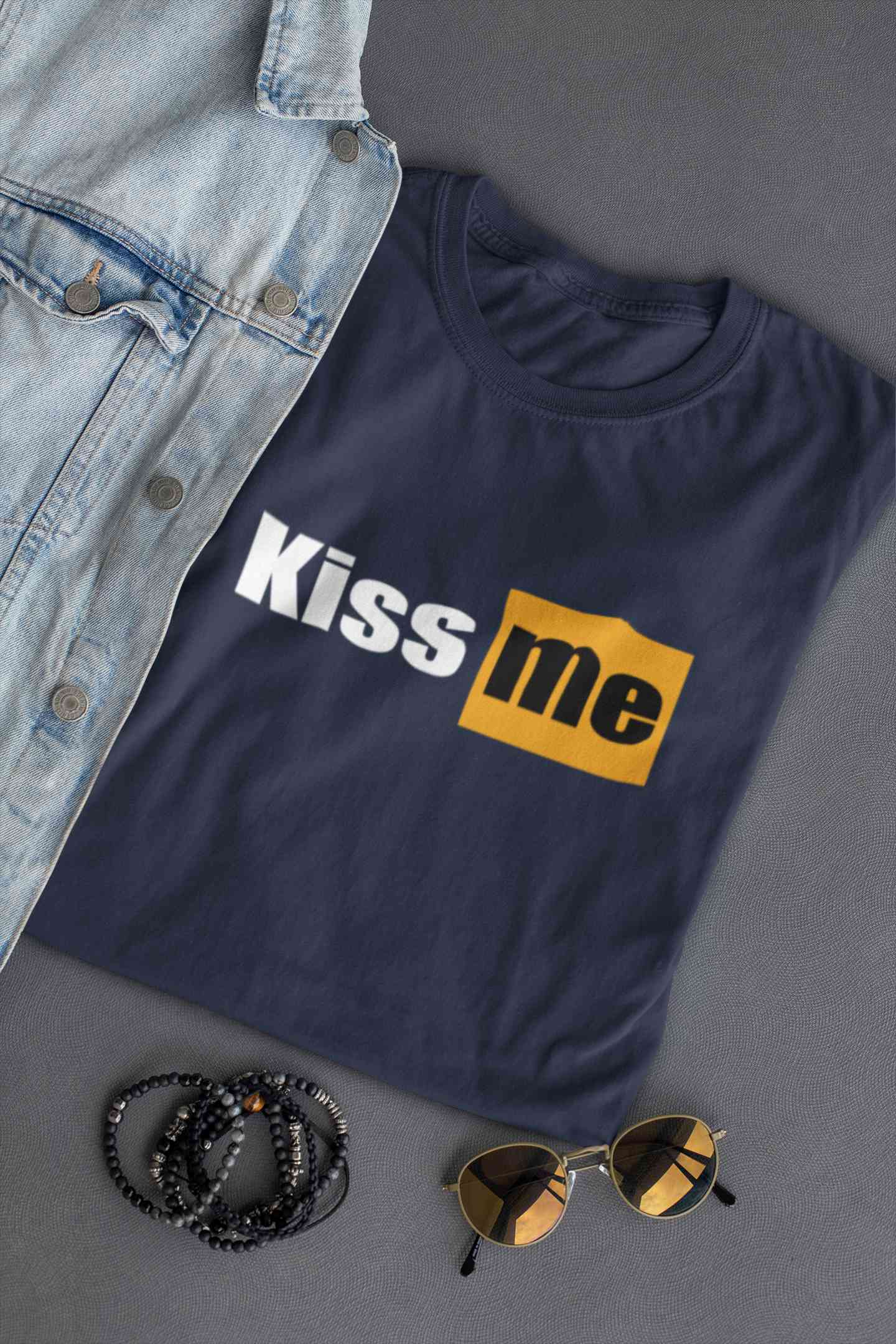 Kiss Me Minimals Women Half Sleeves T-shirt- FunkyTeesClub