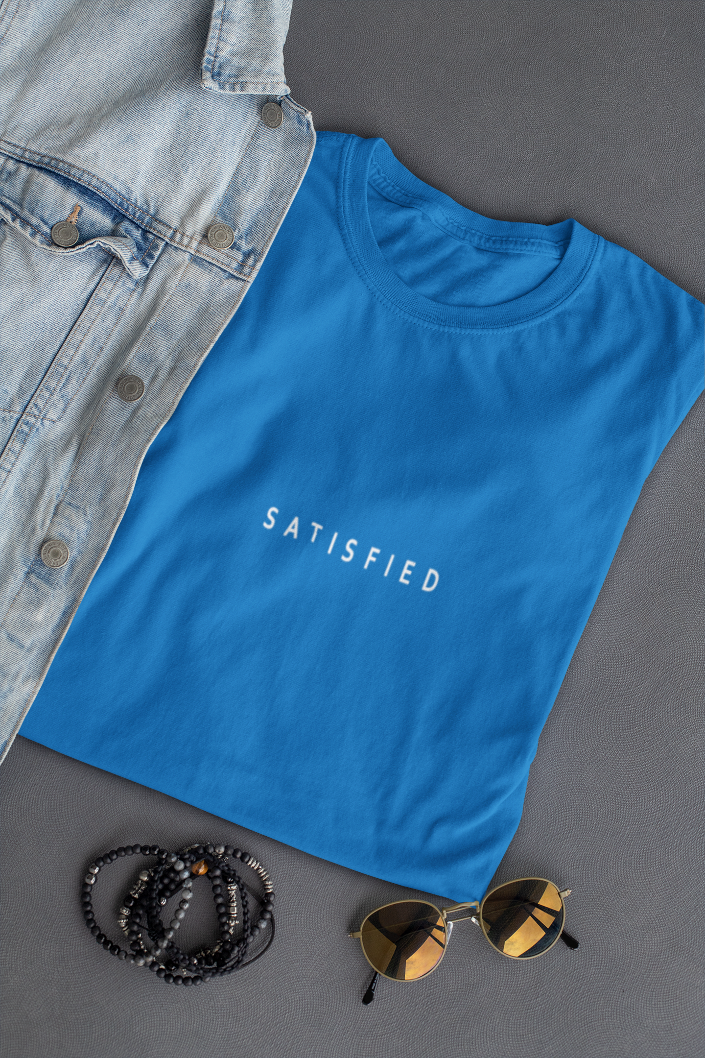 Satisfied Minimal Mens Half Sleeves T-shirt- FunkyTeesClub