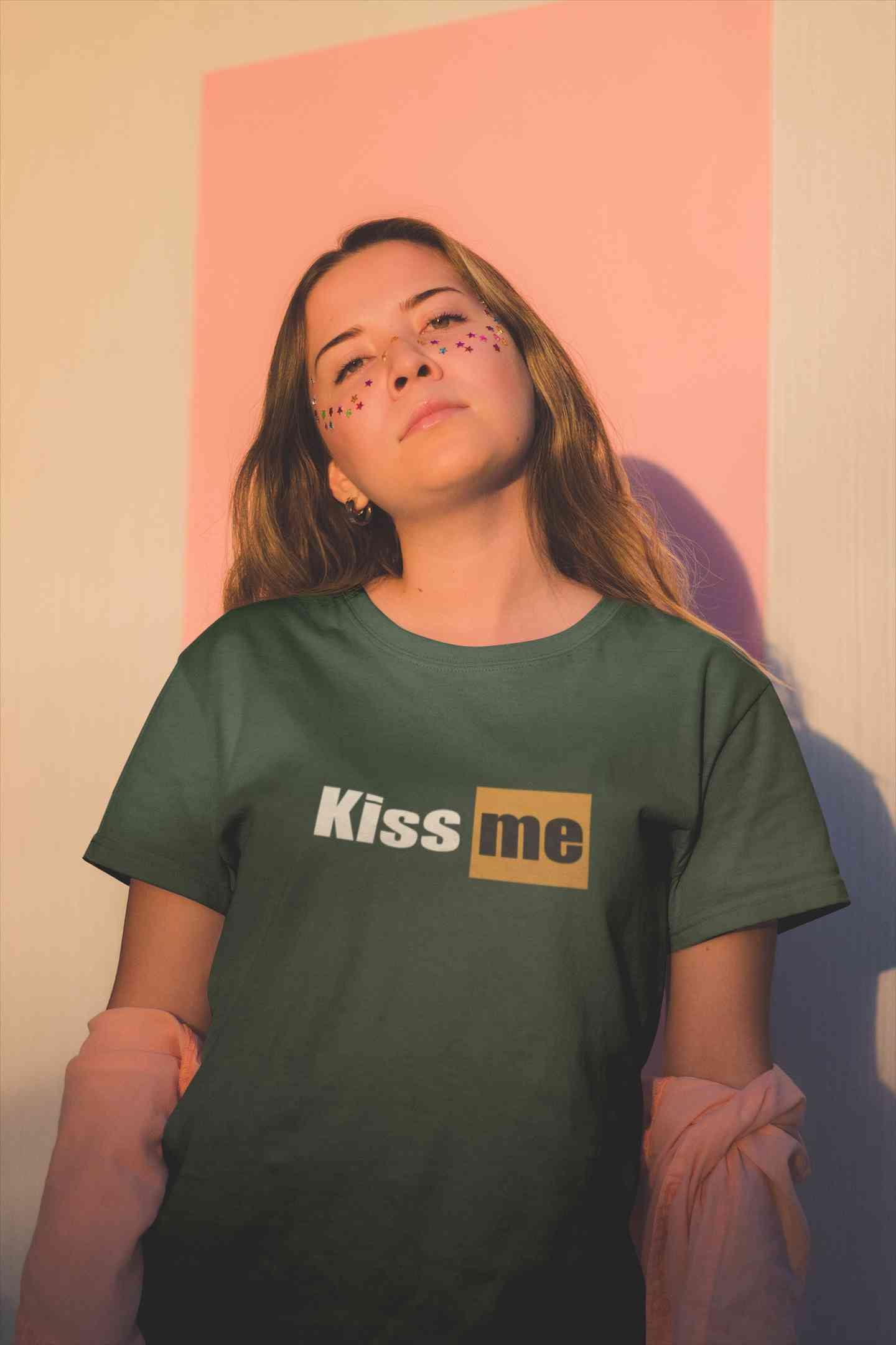 Kiss Me Minimals Women Half Sleeves T-shirt- FunkyTeesClub