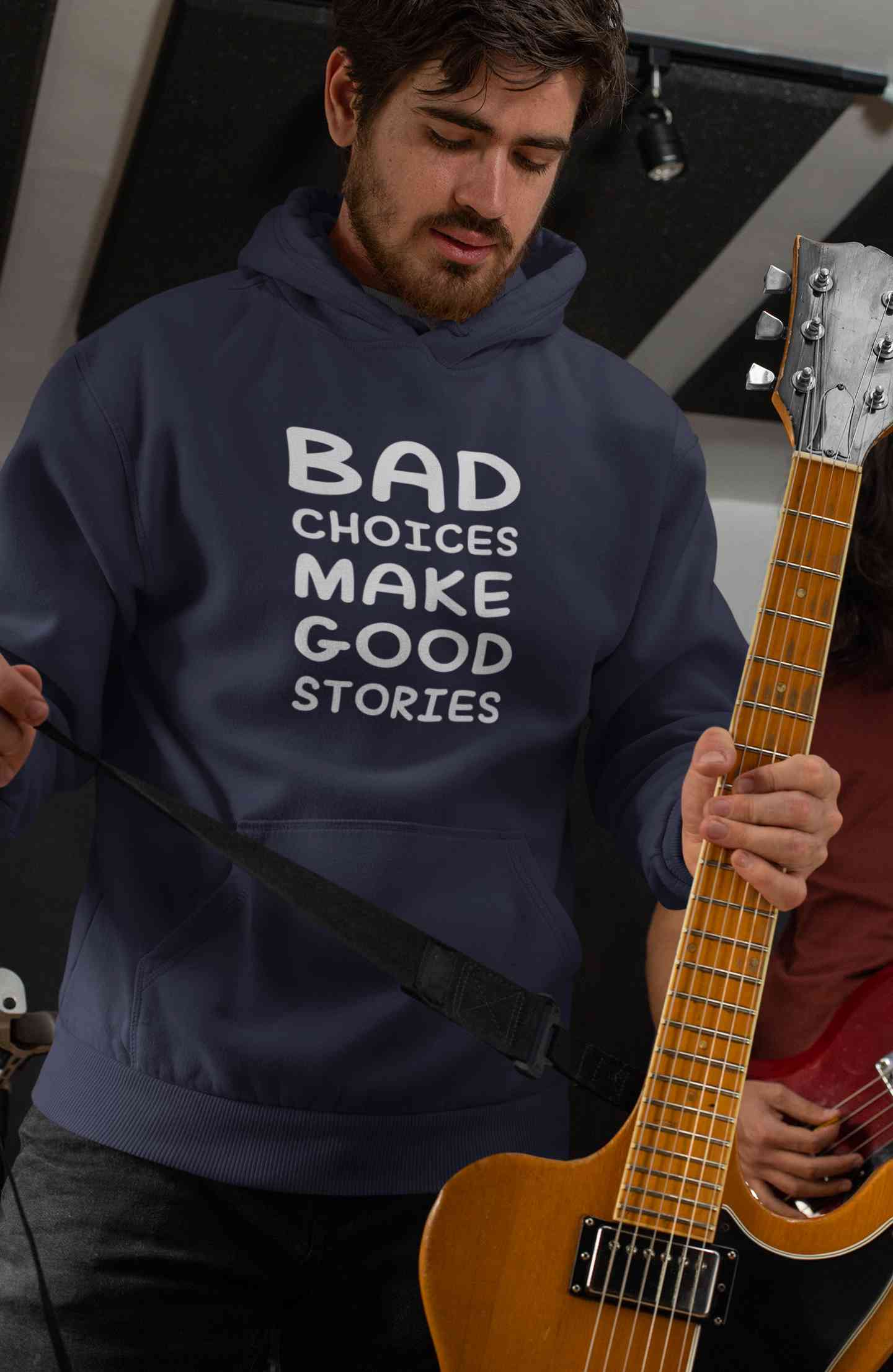 Bad Choices Make Good Stories Typography Men Hoodies-FunkyTeesClub