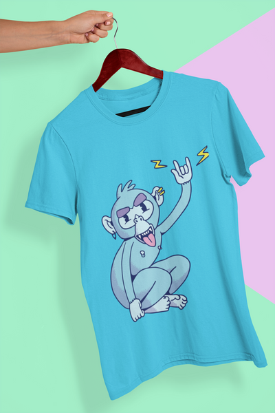 Rocker Monkey Women Half Sleeves T-shirt- FunkyTeesClub