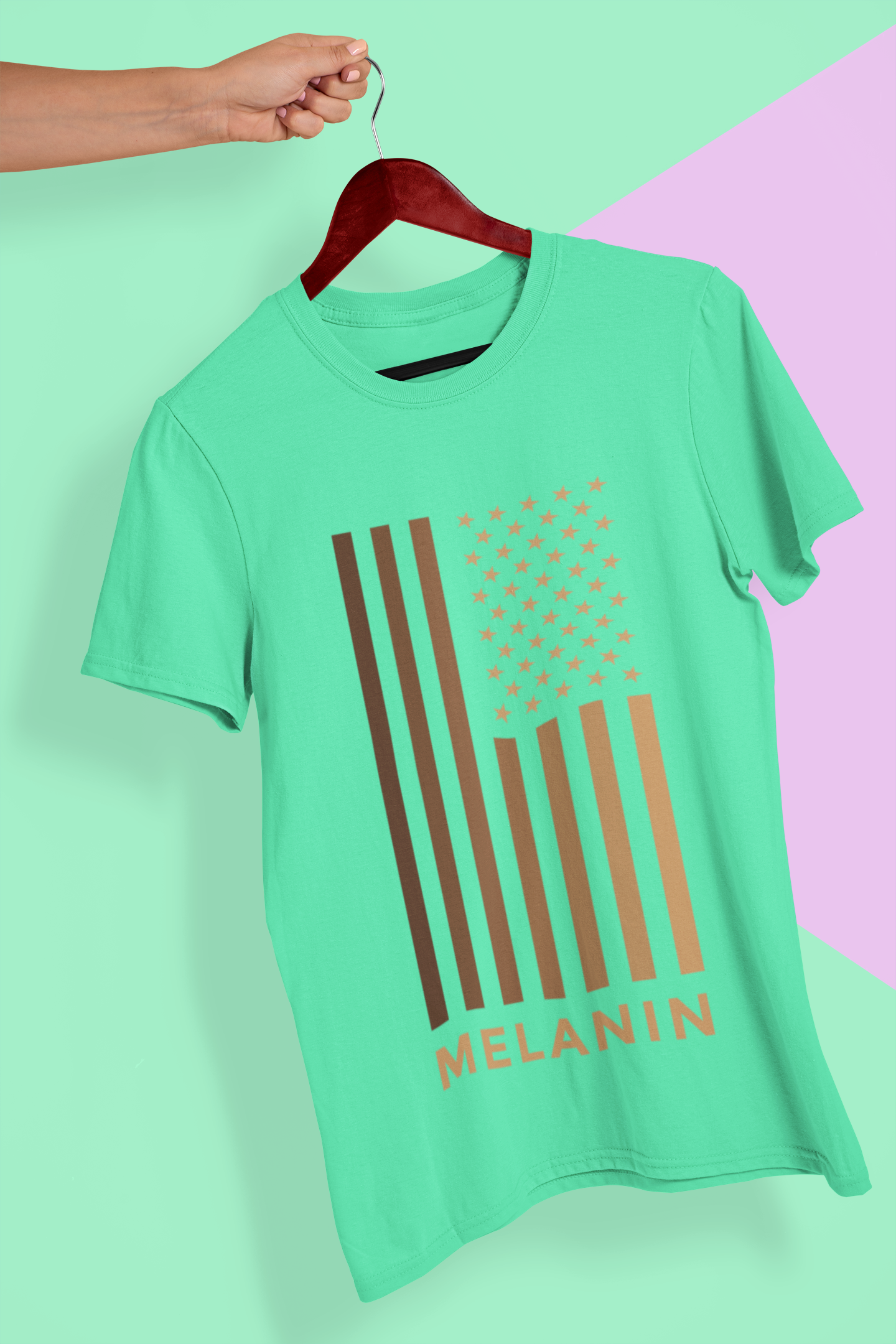 Melanin USA Flag Mens Half Sleeves T-shirt- FunkyTeesClub